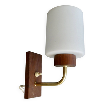 Applique scandinave en teck et opaline, années 70