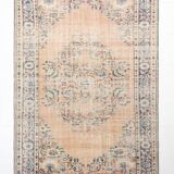 6x9 Peach & Navy Blue Classic Turkish Rug, 180x275Cm