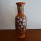 Old Lonchamp iron earth vase polychrome enamels floral decoration - Signed - 36 cm