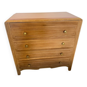 Commode vintage placage chêne et poignées dorées