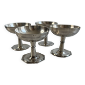 Lot de 4 coupelles à glace métal argenté, Poinçon, base octogonale, A