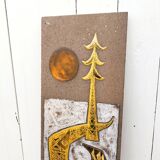 Enamelled ceramic plate abstract decoration Jean Jaffeux