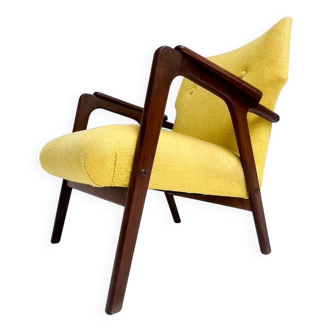 Fauteuil à oreilles en bois des années 1960