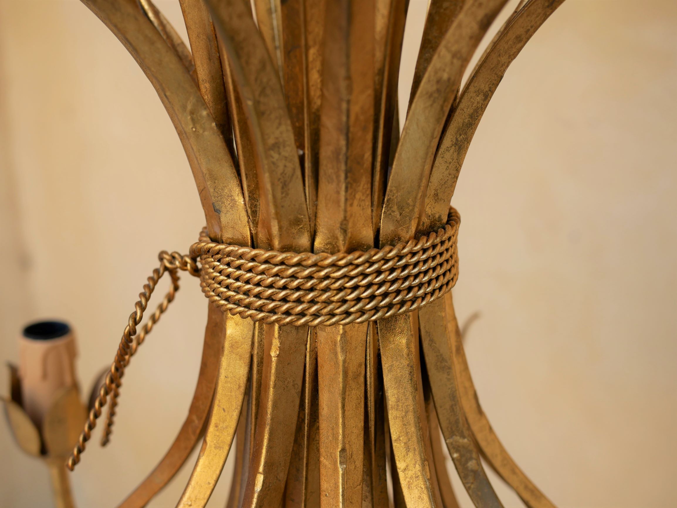 Golden vintage chandelier "wheat ears" by Maison Masca
