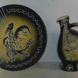 Decorative dish and pitcher signed "J P Tallon Vallauris"