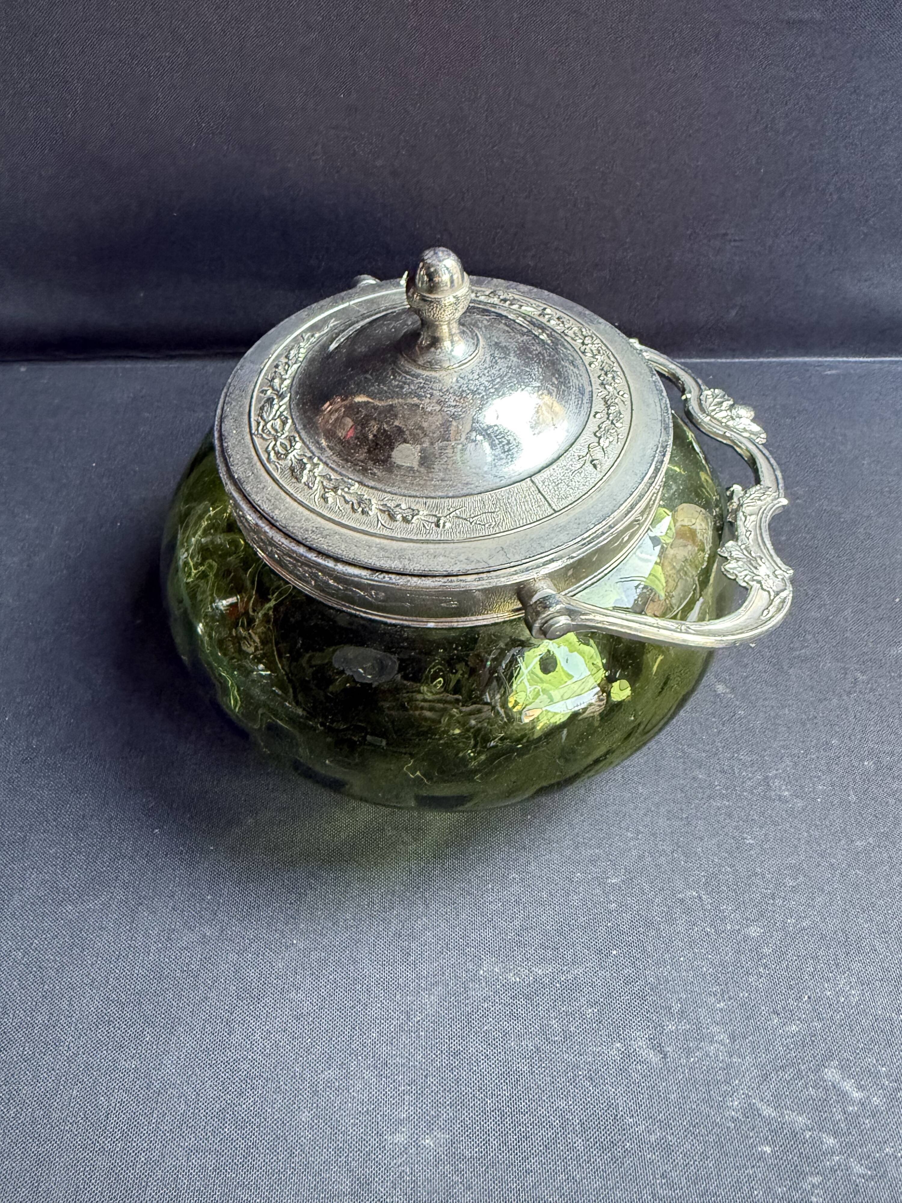 Absinthe green glass and silver metal biscuit maker