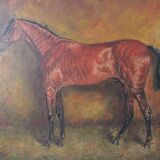Peinture victorienne anglaise représentant un cheval alezan