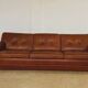 Retro vintage Danish 3 person Svend Skipper sofa in chestnut brown leather