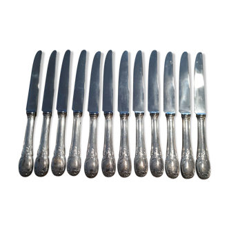 Series of 12 entremet knives in silver metal stainless steel blade louis XV style