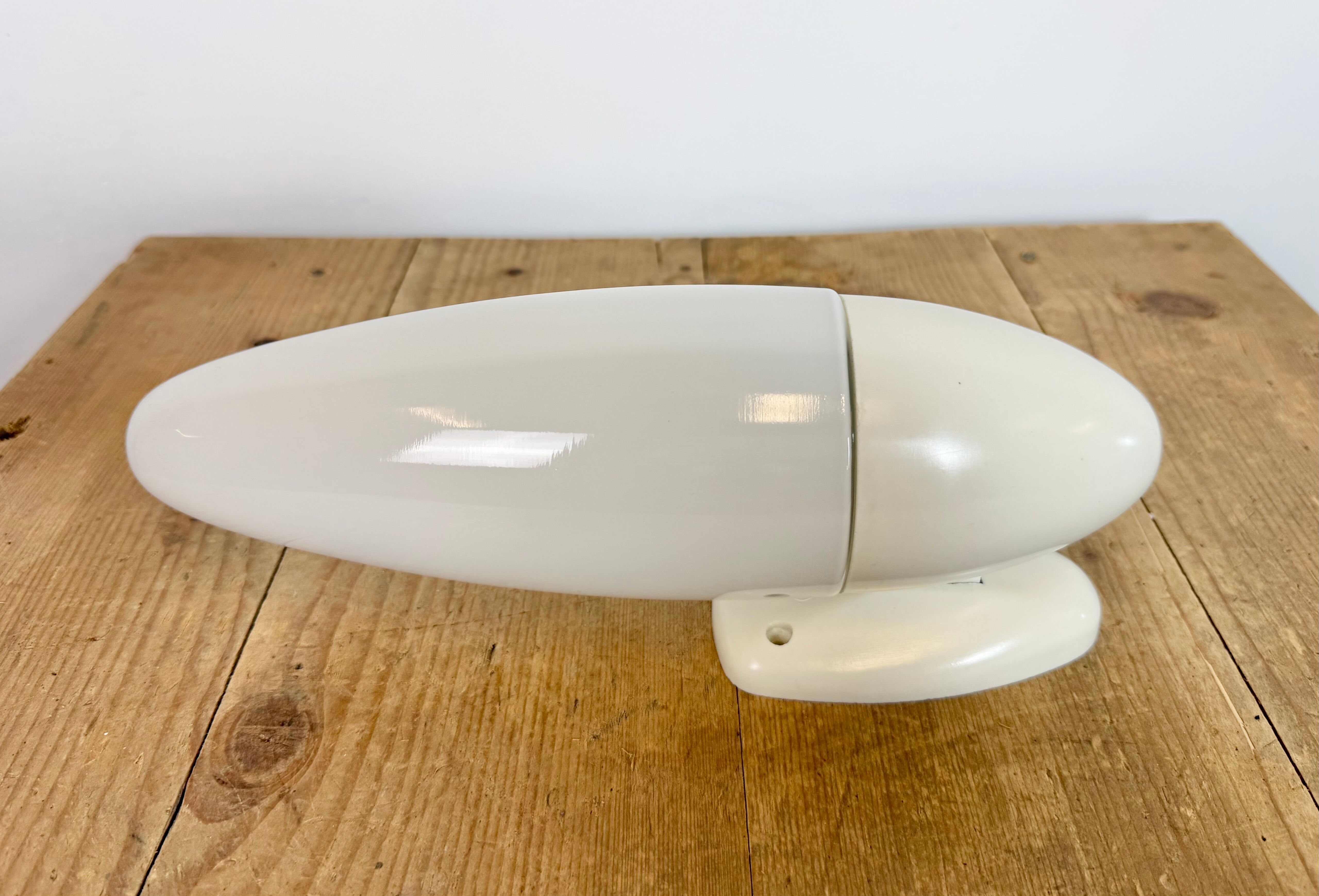 Industrial White Bakelite Wall Light with Milk Glass, 1950s