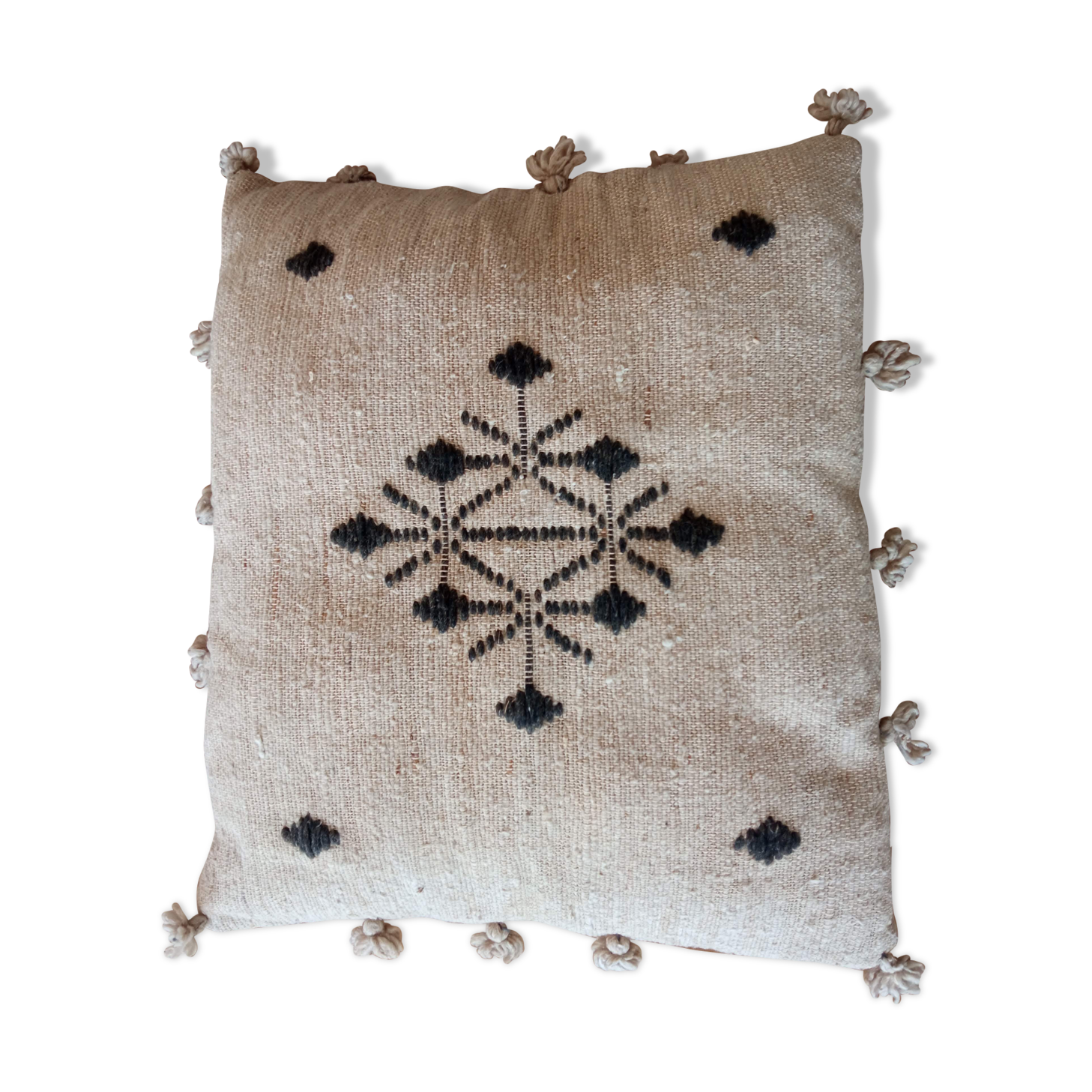 Vintage cushion in cotton and linen canvas
