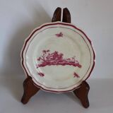 Service Gien "Paysage rose" original 2 plat à gateau + 8 assiette à dessert