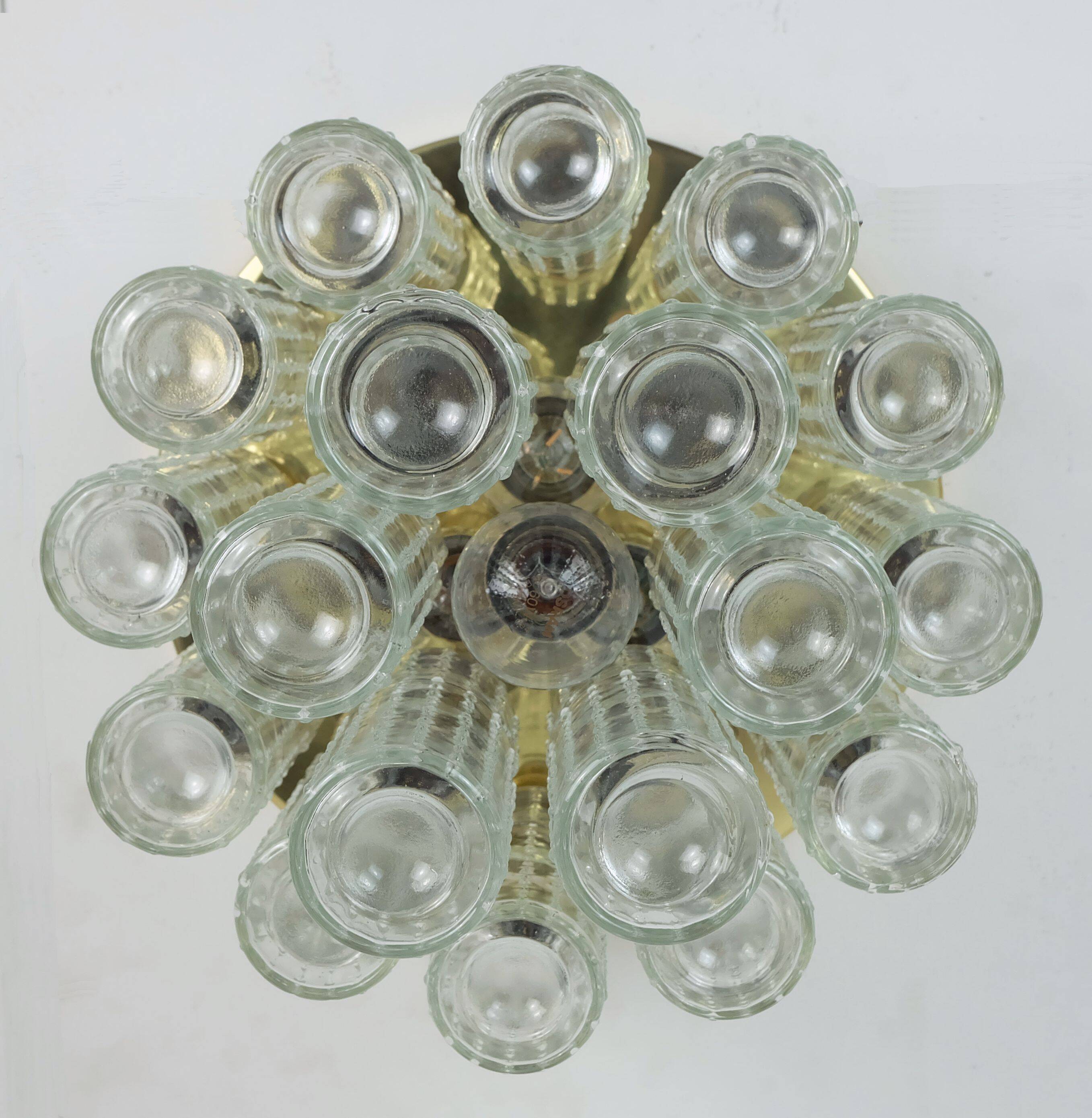 limburg mid century CEILING LIGHT ceiling fixture with 18 glass tubes
