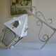 Vintage 1950 wall lamp lantern in wrought iron and glass