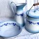 Enamelled jug, bowl and bucket