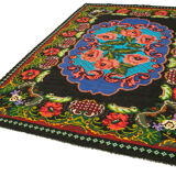 Handmade Vintage Moldovian Black Kilim 200 cm