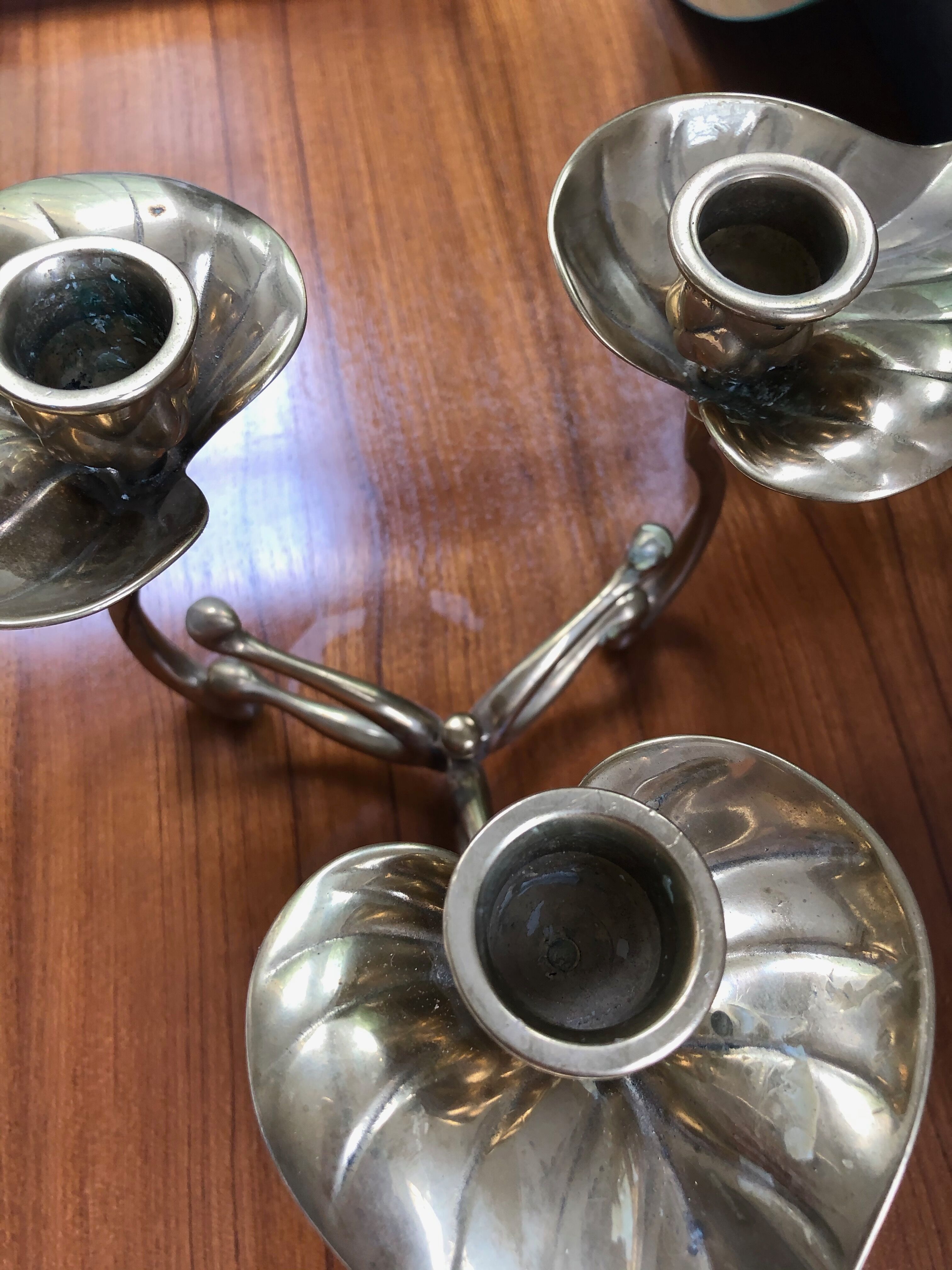 Large candlestick brass flowers