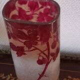 Magnificent pair of glass paste vases signed LEGRAS ruby model