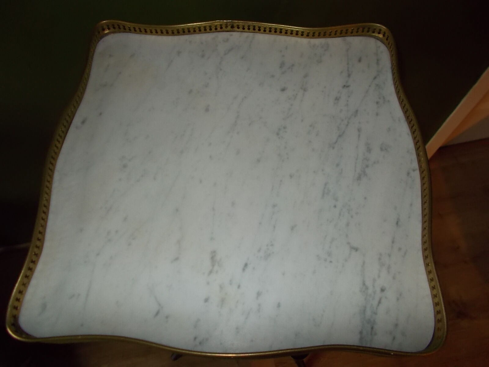 Napoleon III side table with marble top and openwork gallery.