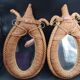Pair of large oval rope and leather mirrors, very good condition, 1950s