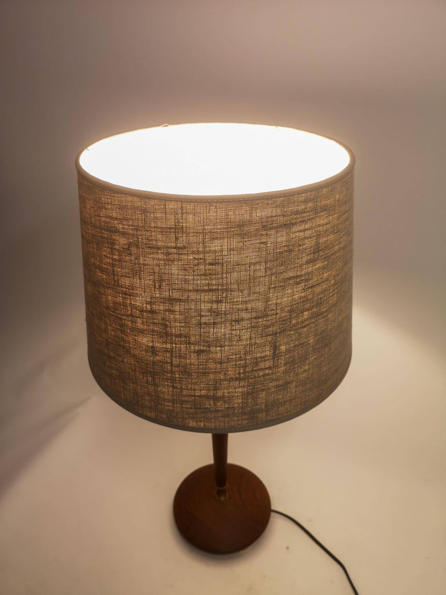 Teak and brass table lamp, mid-century, Sweden 1950s