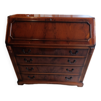 Elegant Drop-Leaf Secretary Desk | Classic Mahogany & Burl Style