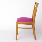 Vintage Magenta Upholstered Beech Dining Chair – Germany, 1960s–1970s