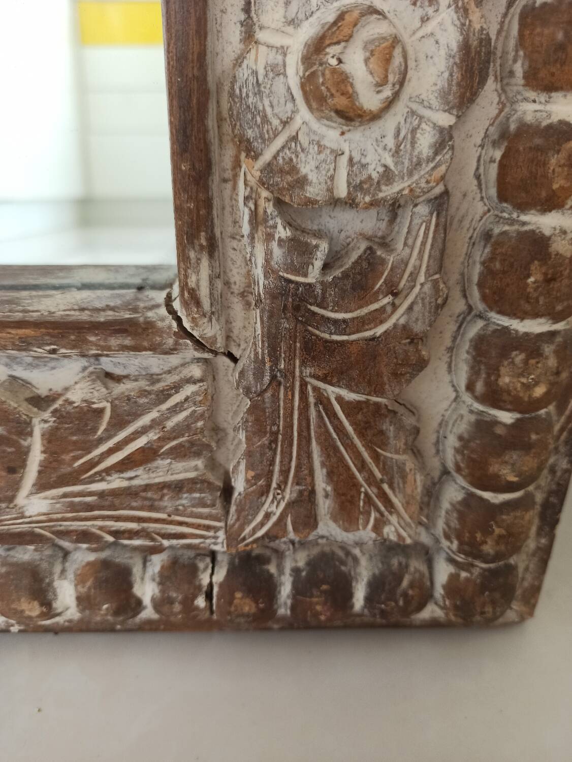 Shabby mirror, carved wooden frame