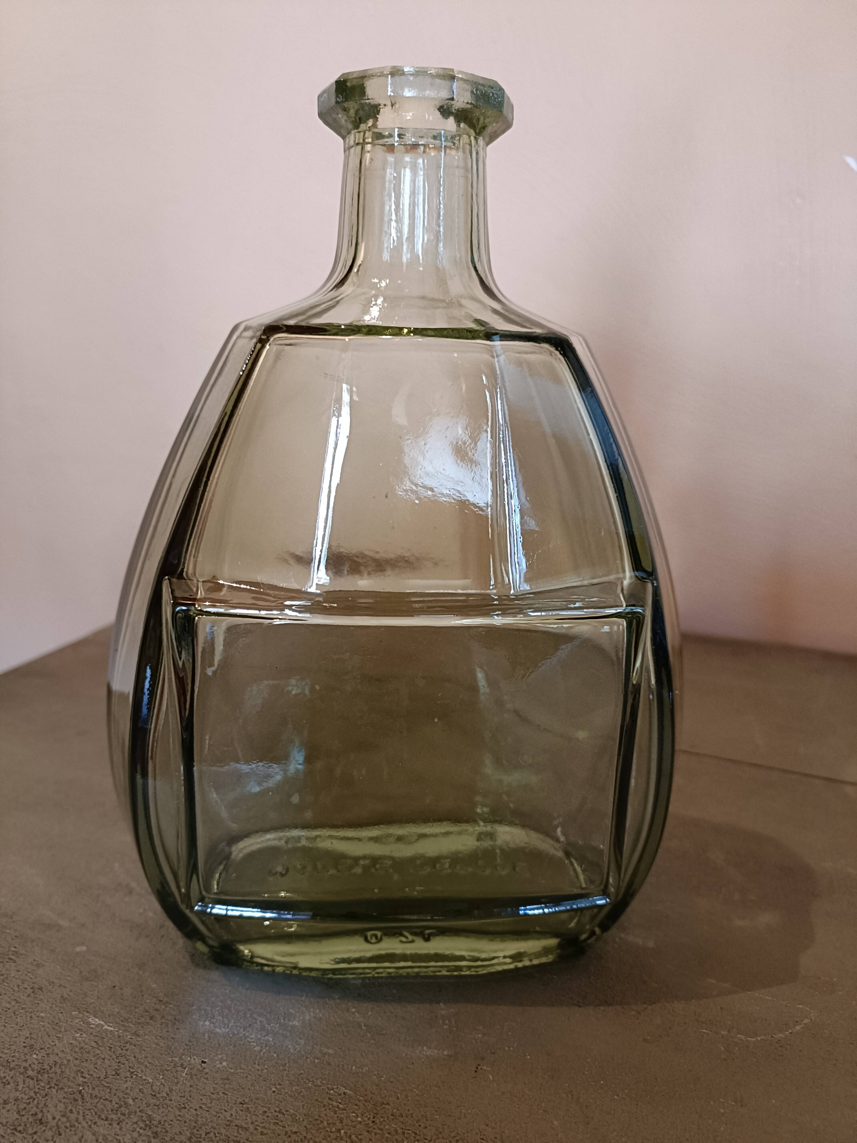 Antique smoked glass bottle, Art Deco style