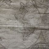 Ancienne carte du monde planisphère sur toile de lin