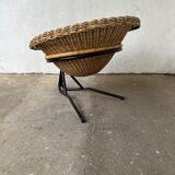 Armchair 50s in rattan and metal