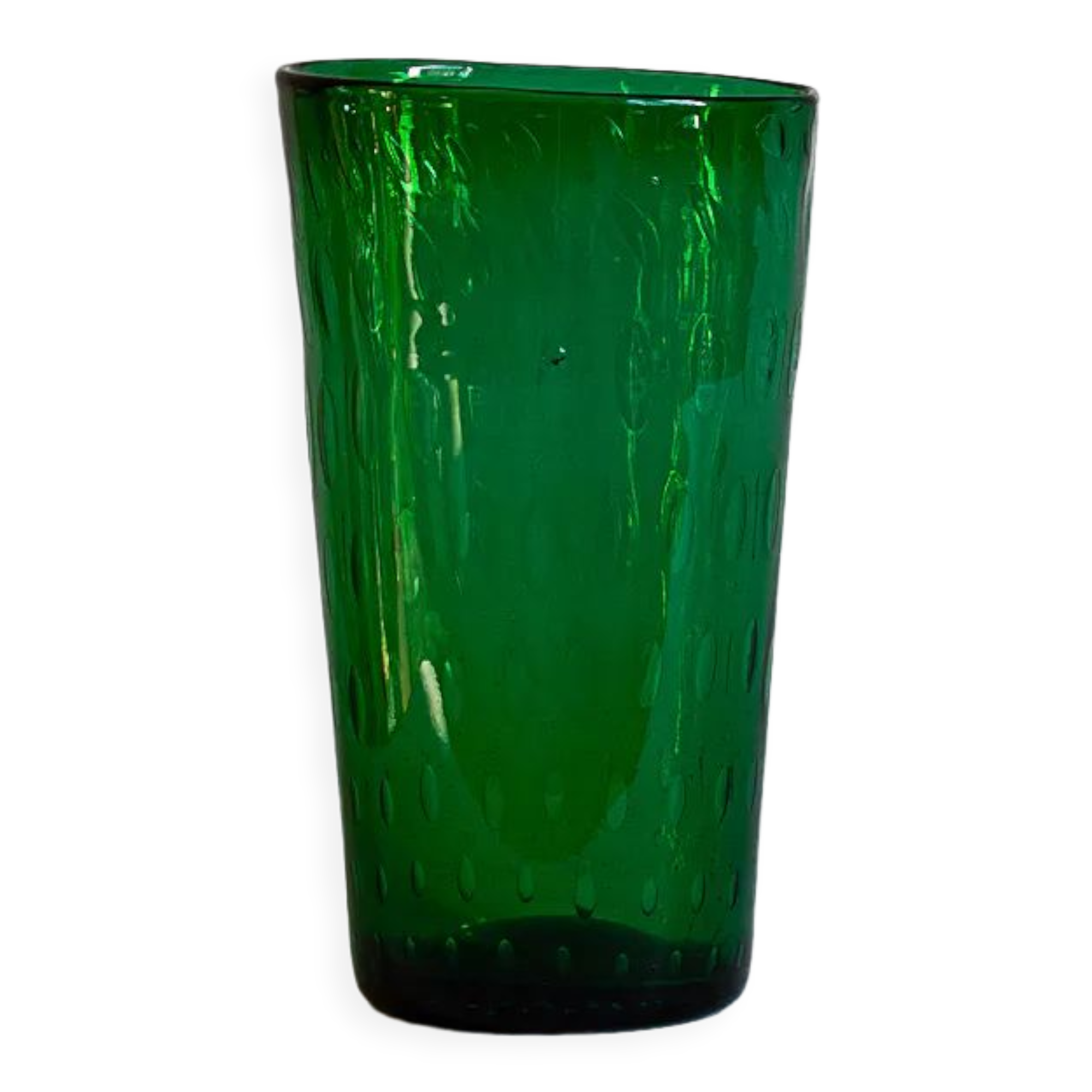 Italian bubbled blown glass vase from Empoli - Mid-20th century
