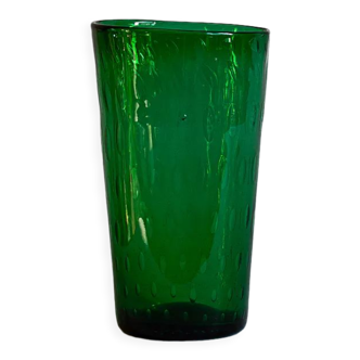 Italian bubbled blown glass vase from Empoli - Mid-20th century