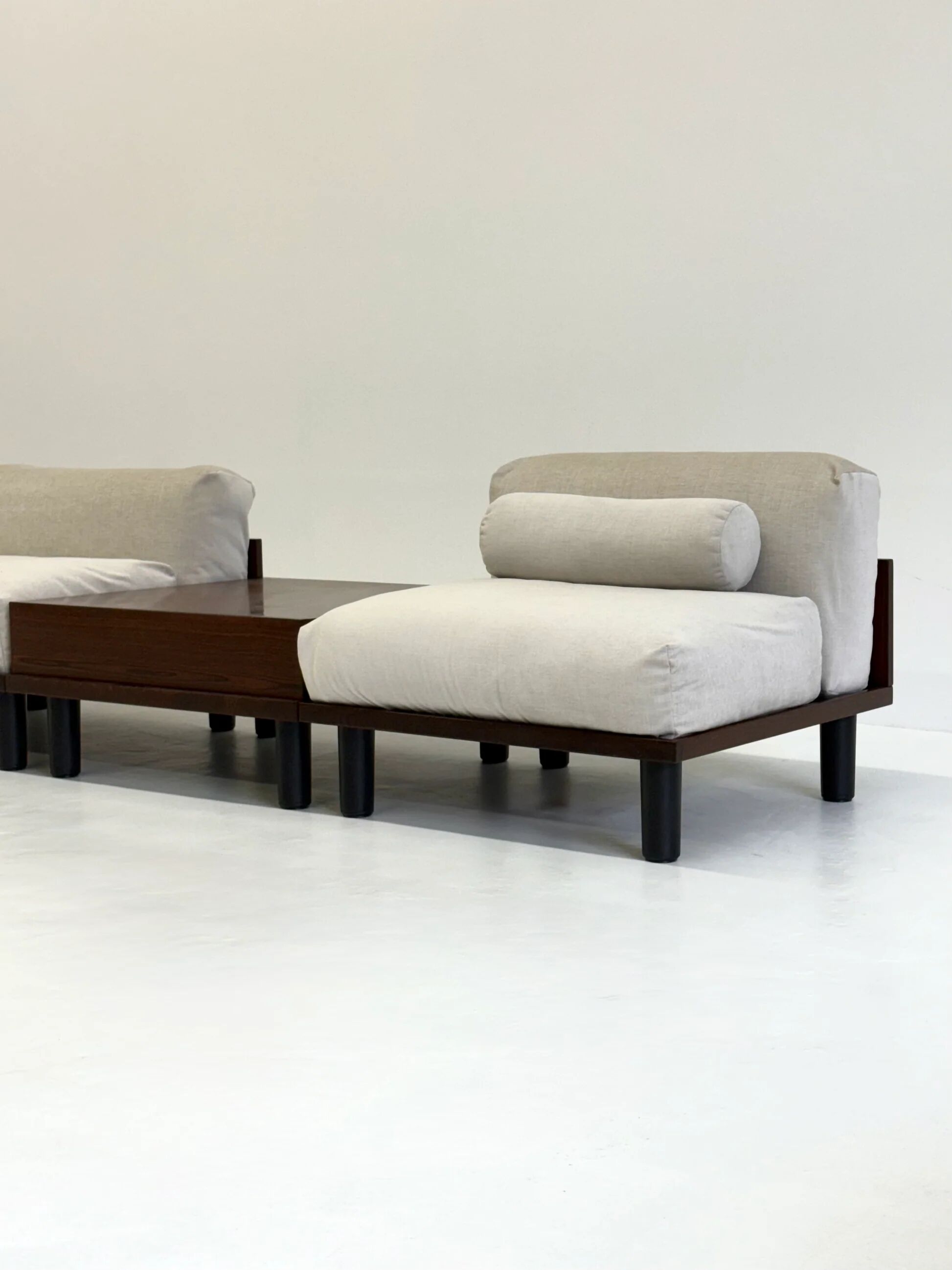 Italian modular sofa with coffee table set in Japandi style
