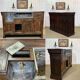 Early 20th-century oak bar counter with period zinc and tin cladding.
