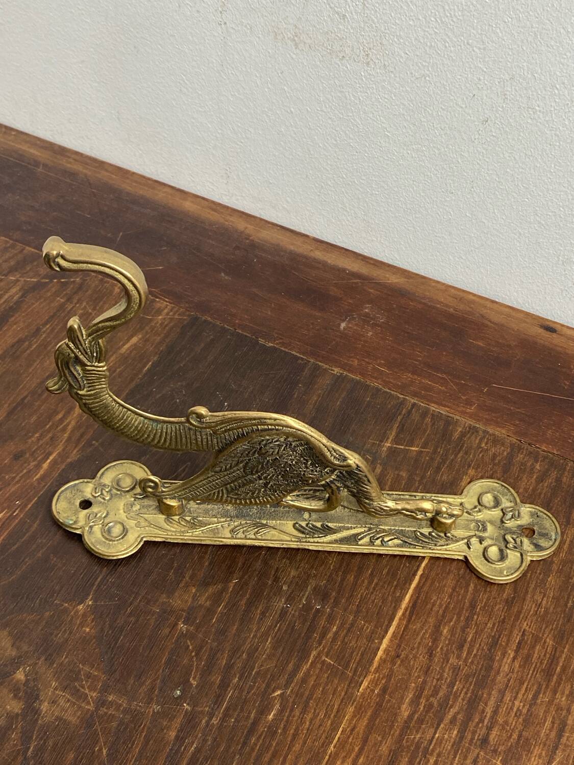 Antique wall hooks, dragon shape, in brass