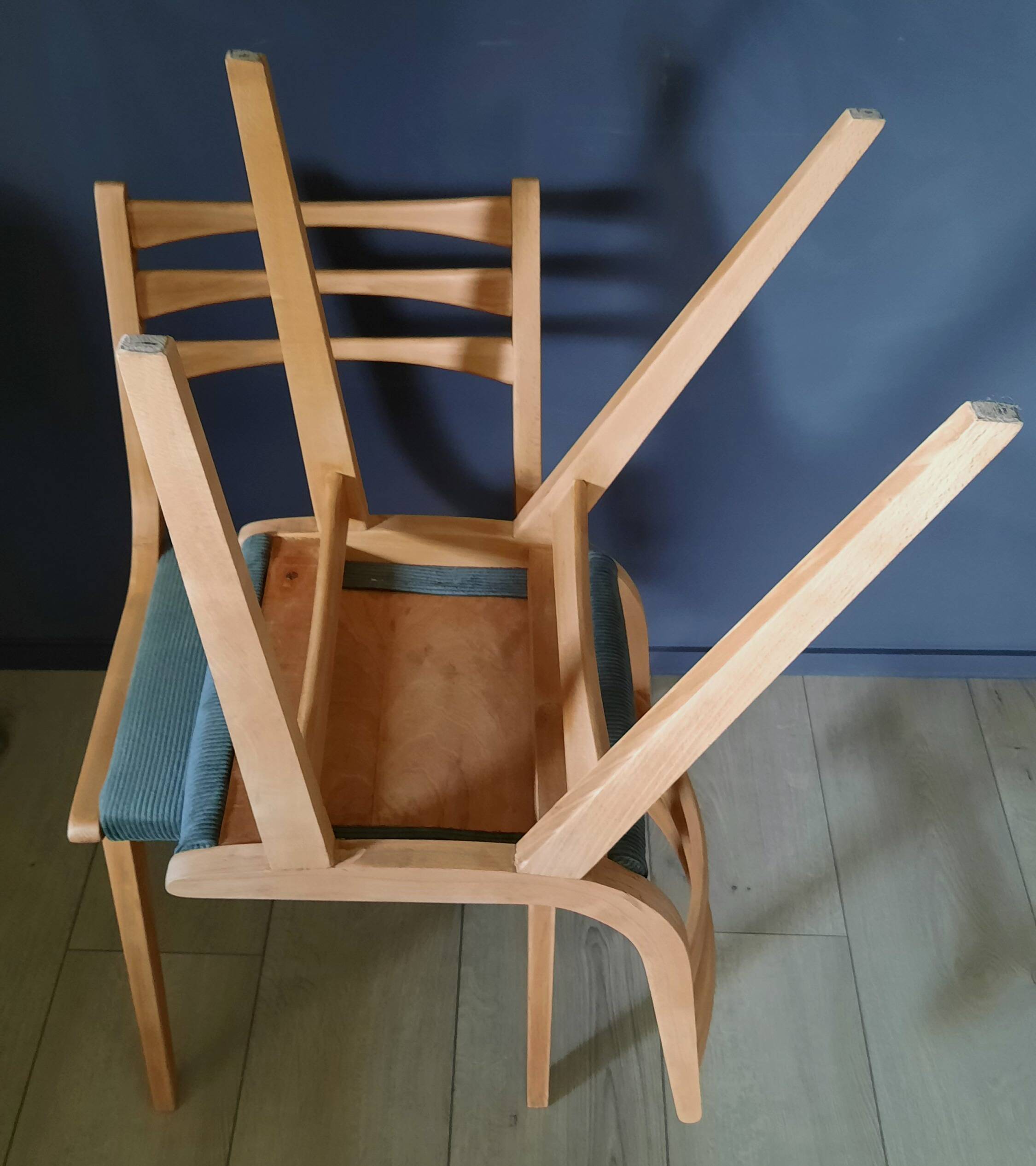 Pair of restored 1960s compass leg chairs