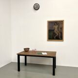 Solid oak dining table from the 70s with metal legs