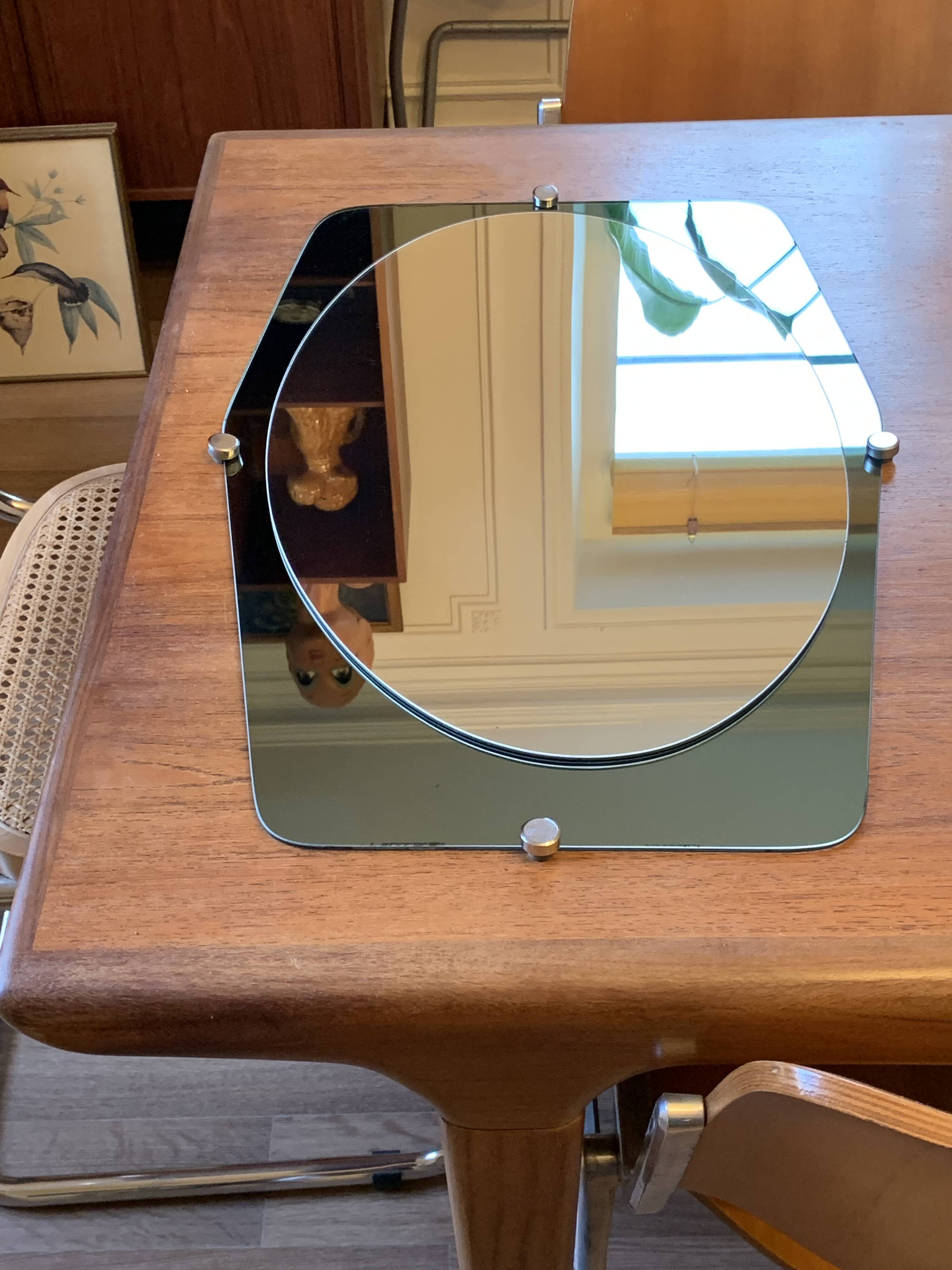 Double shade mirror 43x66 vintage 1970