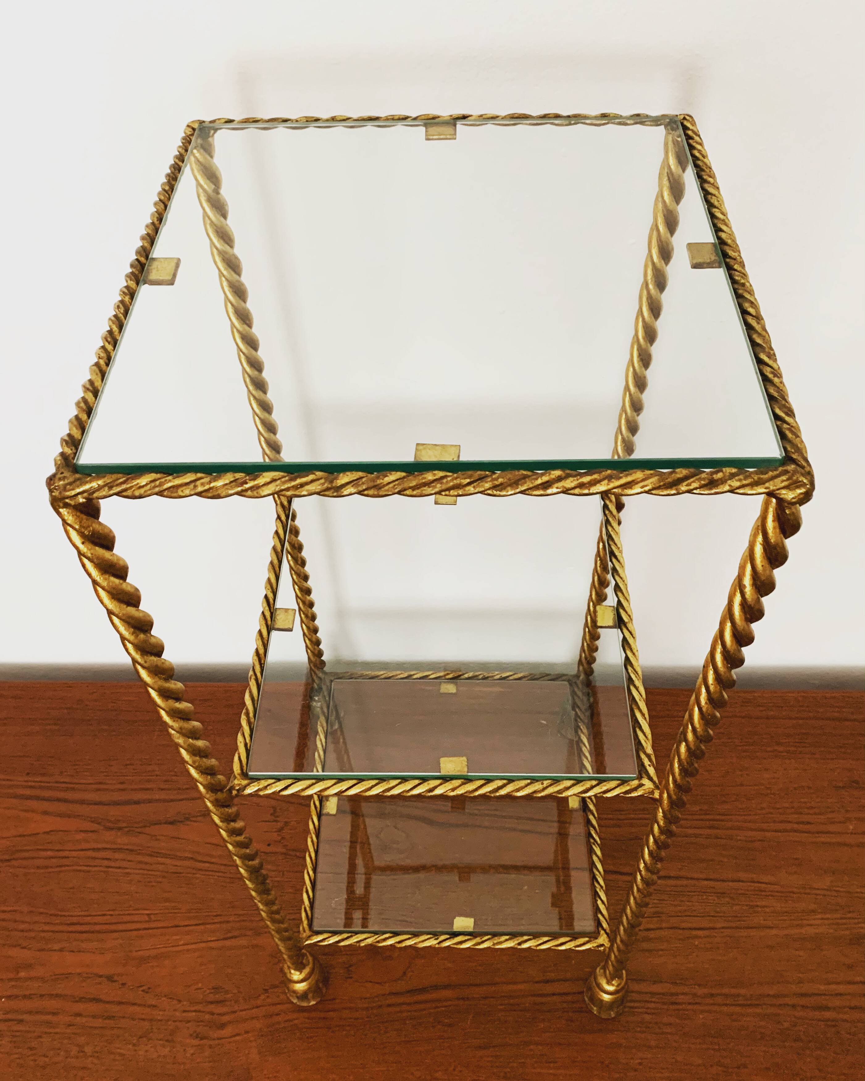 Gilded Italian Hollywood Regency Metal Shelf by Hans Kögl