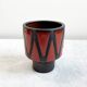 Wendelin Stahl 655-20 Red Brown Vase with Zig Zag Motif, German Studio Pottery with Red Triangles