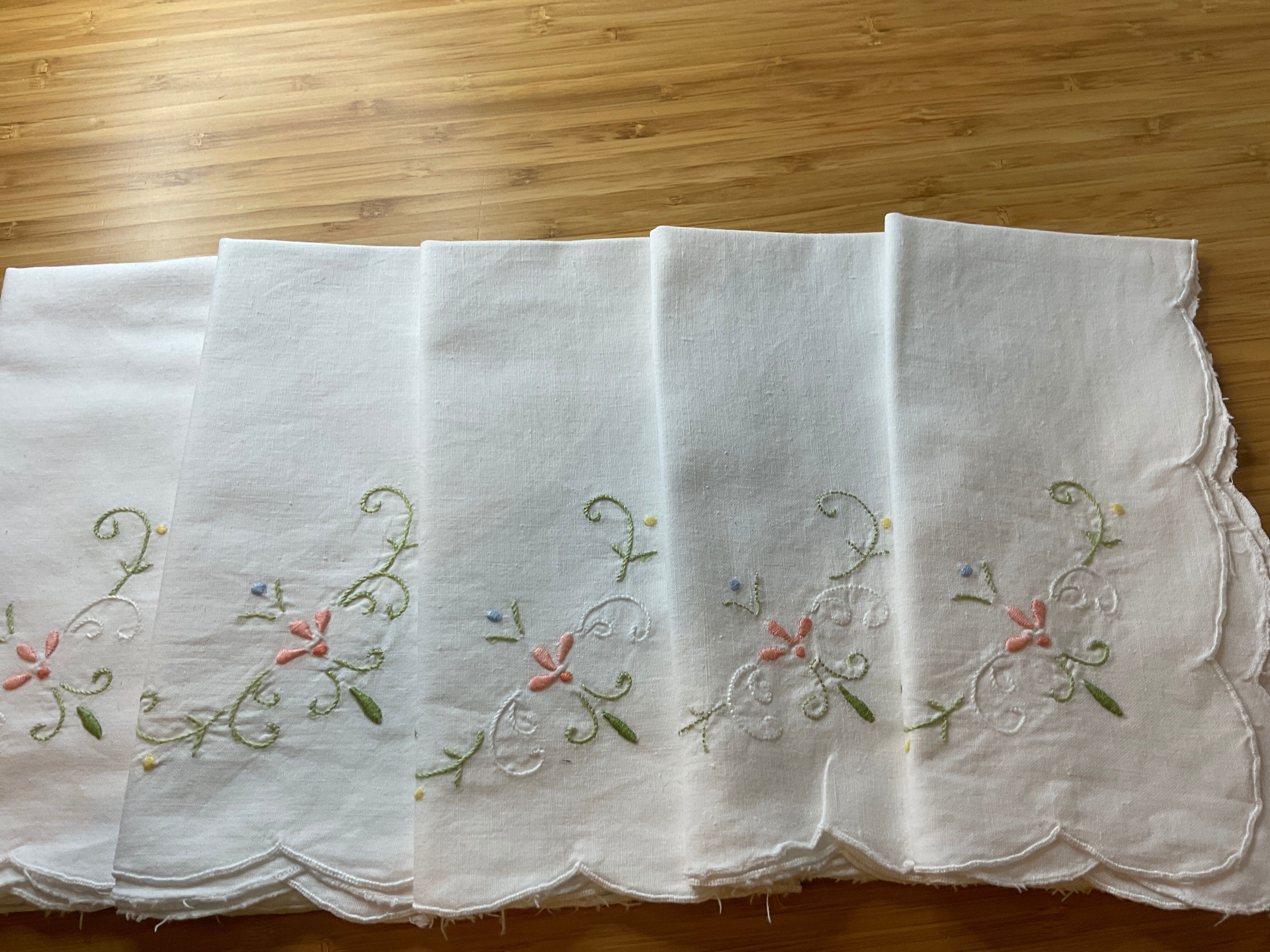 Five cotton napkins and hand embroidery