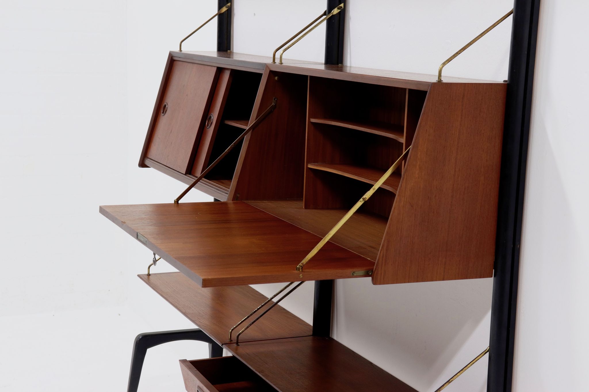 Teak Wall Unit by Louis van Teeffelen for WeBe 1950's