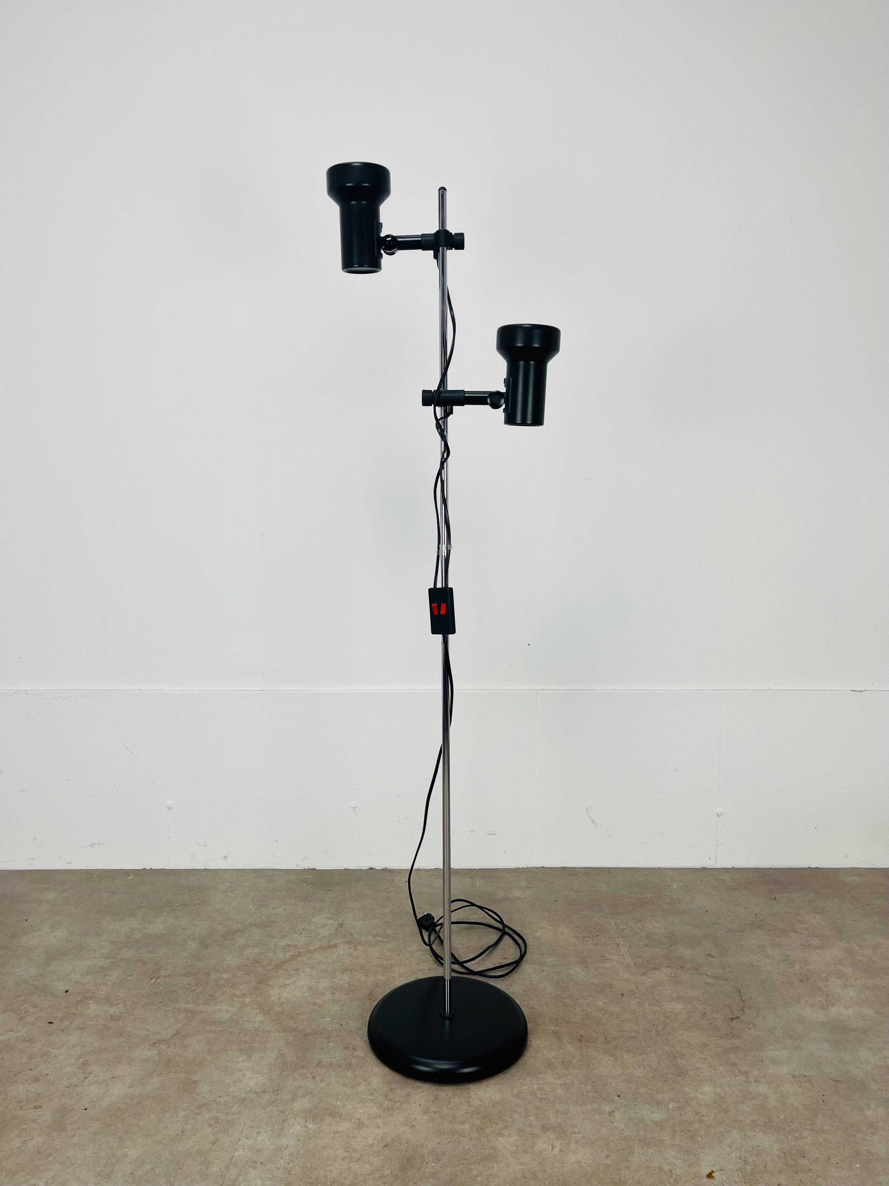 Miwi floor lamp with 2 vintage adjustable spots, black metal