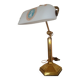 Lampe de bureau Laiton & Opaline satiné, femme à l'antique noeuds de rubans