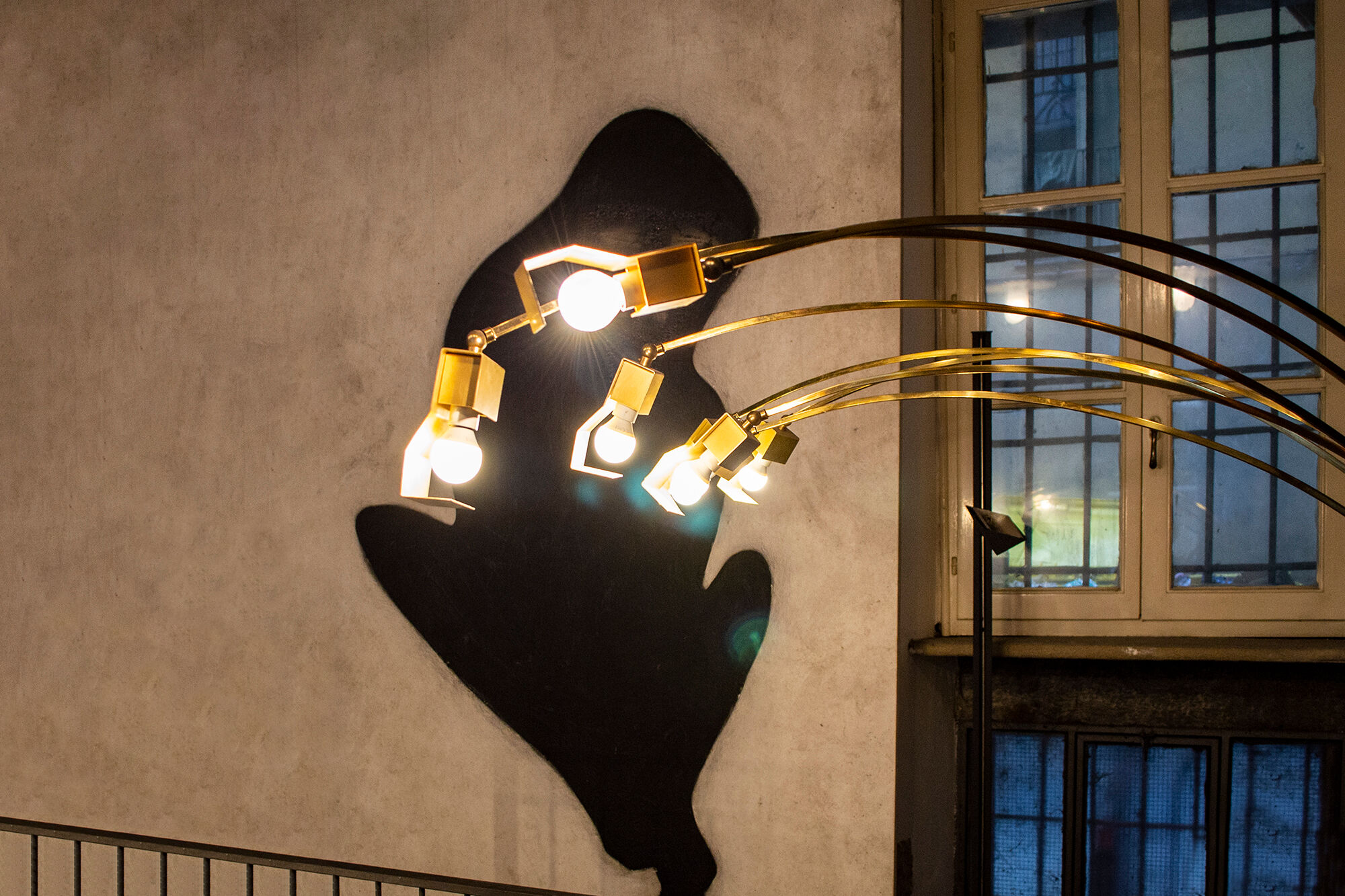 Brass floor lamp with seven lights Italy 70s