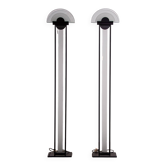 Set of Memphis style frosted glass floor lamps. Circa 1980