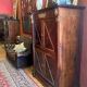 Cabinet, wardrobe or mahogany and ormolu wine bar in French Empire style with four doors.