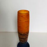 Jean-Noel Bouillet Xxe - XXI Vase in tinted glass with a bulbous base and decoration of infill powders,