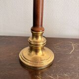 Pair of Brass-Gilded Bouillotte Lamps Vintage Wood Neo-Classical Shade